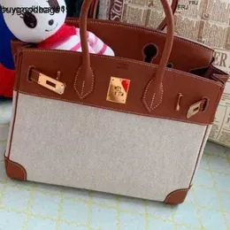 Сумки дизайнерские сумочки Сумки Семейная кожа Wh Canvas Color Matching BK25 Satchel HandInhand в том же стиле, что и у богатых, есть логотип