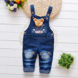 وزرة IENES الموضة للأطفال Baby Boys Girls Denim Long Jeans بشكل عام D240515
