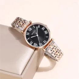 Armbanduhren Luxus Mode Römische Skala -Zifferblatt Steel Quarzkleid Uhr Uhr