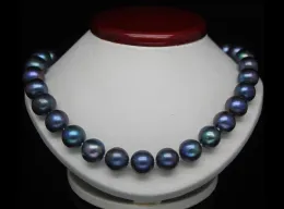 목걸이 Real 18''910 mm Tahitian Black Blue Natural Pearl Necklace 14k
