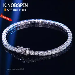 Knobspin M 4mm Tennisarmband Full Diamond GRA 925 Silberschild 18k Hochzeitsfeier Schmuckarmbänder für Frauen Mann 240423