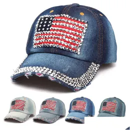 Party Hats American Flag Retro Cowboy Hat Fashion Designer Diamond Studded Peaked Cap Adjustable Outdoor Travel Sun Drop Delivery Ho Dhsoy