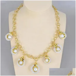 Chains Jewelry Unique Festoon Necklace Natural White Quartzs Slice Druzy Gold Color Plated Chain For Women Drop Delivery Necklaces Pen Dhqxo