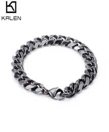 Retro 316 Stainless Steel Brushed Link Chain Bracelets For Men Biker Matte Hand Chain Wrist Wrap Bracelets Cheap Jewelry1760504