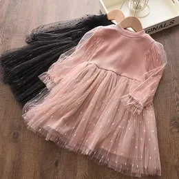 Abiti da ragazza Menoea bambina Abbigliamento carino Autunno 2023 Childrens Abito di cotone in cotone abito da principessa soffice a maniche lunghe Adatto per ragazze in abito invernale D240515