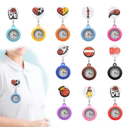 Pocket Watches Basketball Park 10 Clip Sile Broche FOB Medical Nurse Watch Quartz Movement estetoscópio Repacável para presentes de estudantes POTZOW