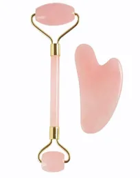 Dispositivi per la cura del viso Massaggio di bellezza Salone Need Roller Jade Massager Pink Crystal Set Scheda a forma di cuore 2pcs 10 set per LOT8266872