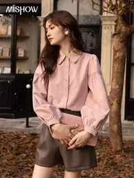 Bluzki damskie koszule Mishow Woman Lantern Long Slve Blouses Fashion 2023 Autumn Winter Button Up koszule Koreańskie luźne ubrania Kobiety MXB43C0586 Y240510