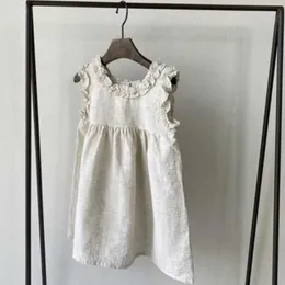 Vestidos de menina vestido de menina de menina 1-6 anos de linho de algodão puro Mangas plissadas vestido de crianças vestido de partido de princesa de verão