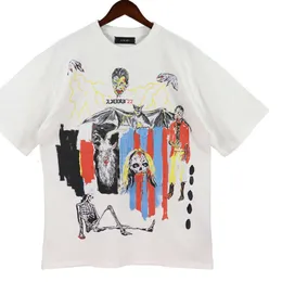 Wysoka wersja Meichao Vampire Skull Lightning Graffiti Splash-Ink Kolor druk mens krótko-rękawoeved T-shirt Tiger