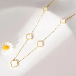 Дизайнер -дизайнер -дизайнер Clover Simple Fashion Women Jewelry Jewelry Long Chain Boutique Chain Fritillary Collece 18k Золото. Классическое ожерелье не меняет цвет