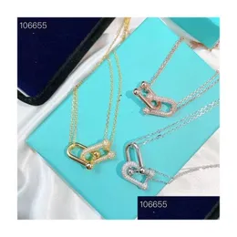 Pendant Necklaces Luxury Hardware Brand S925 Sterling Sier Crystal Lock Charm Rose White Yellow Gold Necklace For Women Jewelry Drop D Dhchx