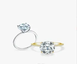 Classical 4 garra anéis de casamento jóias de moda simples puro 100 925 prata esterlina cut round moissanite cz diamante gemtones eter1310064