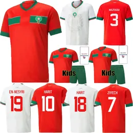 23 24 marokkanische Fußballtrikots Hakimi Maillot Marocain Ziyech En-Nesyri Trikot Maroc National Football Trikot Harit Saiss Idrissi Boufal Football Hemds Männer Kids Kit Kit