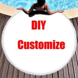 DIY Design personalizado Summer Summer Beach Towel Shawl Secy Secy Swimming Gym Camping Big Round Blankettowel Yoga 3D em toda a impressão 240510