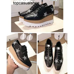 Stella McCartney Real Leather Thice Square 경사면 Britt Shoe Elyse Brushed Star Shoes 플랫폼 Derbys Wedge 레이스 업 패션 부츠