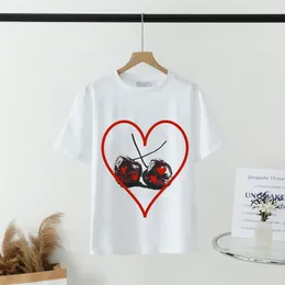Tshirt Kvinnors designer T-shirt Cherry Printing Loose Crew Neck Kort ärm Casual Tops