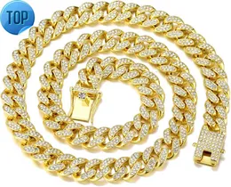 Feel Style Mens Cuban Chain Miami Cuban Necklace 18K Gold and Silver Diamond Cut Stainless Steel Chain Mens 13mm 10mm Iced Hip Hop smycken