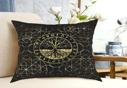 CUSHIONDECORATIVE PALLOW TREE OF LIFE YGGDRASIL OCH RUNER Kudde Vikings Dekorativ kudde för trädgård DIY Tryckt Office Cou1148459