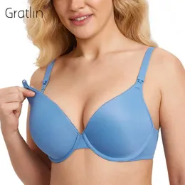 출산 친밀한 Gratlin Womens Full Cup Lightly Lined Plunge Underwire Maternity Nursing Bra 모유 수유 모성 지원 32-40 B C D DD E Y240515