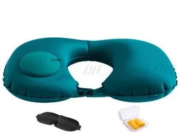 U Shaped Air Office Pillow Portable Inflatable Press Pillow Soft Car Outdoor Travel vandring Huvud Rest Neck Hem Sleep Cushion2246257