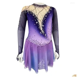 Wear Stage Wear Purple Artistic Gymnastics Competition Leotard Kids Performances Leotards Custom Style and Size Drop Drop Delivery DHN49