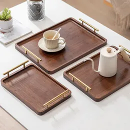 Tea Trays For Decorative Serving Metal Tray Board Bathroom Ottoman Snack Platter Wooden Parties With Tea/drink Handles