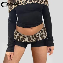 Shorts patchwork con stampa leopardo cibbar grunge 2000 contrasta a basso aumento per le donne harajuku y2k abiti casual ladies vintage 240511