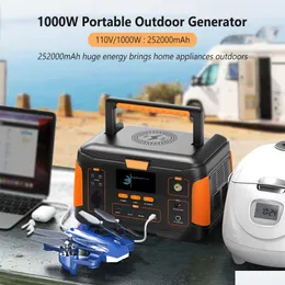 Cell Phone Power Banks Portable Solar Generator 1000W Bank Station 110V 252000Mah Outdoors Charger Emergency For Cam Wireless Chargi Dhhji