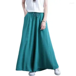 Women's Pants Women Wide Leg 2024 Summer Fashion High Street Female Trousers Spring Vintage Casual Loose With Pockets Broeken