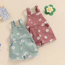 Macacão, infantil e meninas, shorts de corpo inteiro impressos no traje de verão do macacão com bolsos adequados para dias casuais d240515