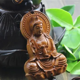 Figurine decorative auto sospesa a sospensione giujube in legno intaglio rosso cinese kwan yin buddha statue scultura retrovisore retroviso