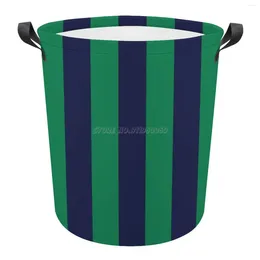 세탁 가방 리즈 레트로 1994-96 녹색과 해군 스트라이프 폴드 바스켓 더러운 옷 주최자 저장 세탁 조직