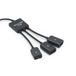 2024 أحدث 3 في 1 Micro USB Type C Hub ذكر إلى أنثى مزدوجة USB 2.0 مضيف كابل محول OTG للهاتف الذكي الكمبيوتر اللوحي 3