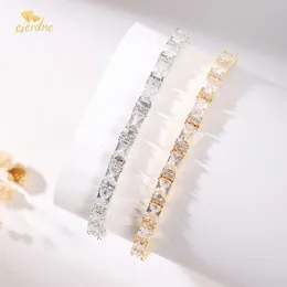 Prostokąt Emerald VVS Moissanite Tennis Bransoletka Kobiet Man Białe złoto Plane Eternity Diamond Out Bracelets Drobna projektant biżuterii z grą