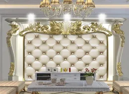 Estilo europeu personalizado 3D Padrão Dourado Roll Soft Mural Sala de estar TV Sofá Bedroom Decoração de casa Luxury Home Wallpaper9221439