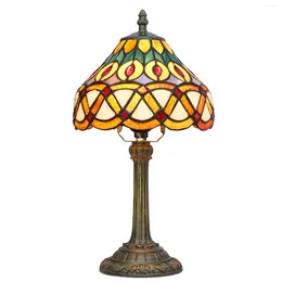 Tischlampen Tiffany Reading Lampe gelbe Barock Buntglas Antiquitäten Nachttätigkeit Leichtes Dekor Schlafzimmer Wohnzimmer Büro Büro