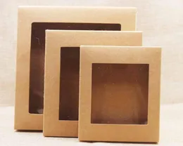 20pcs DIY Paper Box z oknem Whiteblackkraft Papierowe pudełko prezentowe Opakowanie ciasta na wesele w domu Muffin Packaging7720592