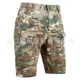 Outdoor tactical shorts Men's waterproof overalls Quick dry pants Men's summer thin army fan multi-pocket quarter pants