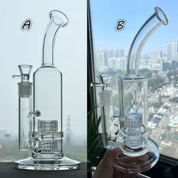 With Logo Sidecar Glass Hookah Bongs Dab Rig Double Stereo Matrix Perc Water Pipe with 18 mm Joint Fab Egg Smoking Shisha