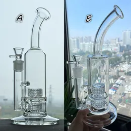 Med logotyp sidovagn glashoppning bongs dab rig dubbel stereo matris perc vattenrör med 18 mm fog fab äggrökning shisha