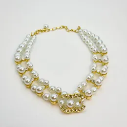 Designer Multilayer Pearl Rhinestone Luxury Clavicle Chain Pearl Halsband Kvinnor Bröllopsfest halsband Hög quatily smyckespresent