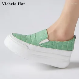 Fitness Shoes Vichelo 2024 Full Grain Leather Round Toe Med Heel Three Colour