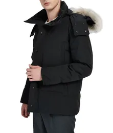 Cappotto da uomo invernale sportivo per il tempo libero da esterno giù per la giacca d'oca bianca annapone parcheggiata per collo in pelle lunghe in pelle calda pelliccia vera lupo elegante cappotti classici eleganti