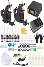 Komplette Tattoo Machine Kit Set Coils Guns Farben Pigment Sets Power Tattoo Anfänger Grips Kits Permanent Makeup1036068