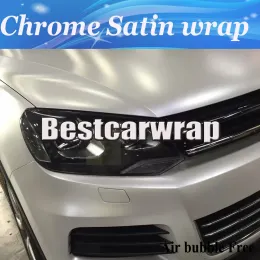 Adesivi premium flash white cromato in satinata avvolucro di auto in vinile stiling per veicolo cromata in raso per veicolo in fase di lusso adesivi di lusso dimensioni 1.52x