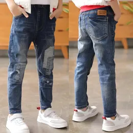 Diimuu 4-11 år barn jeans byxor Klädpojke jeans barn denim byxor vår höst baby långa byxor småbarnsbotten 240507