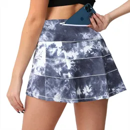 LU SKIRTS YOGA SPORT SPORT SMUM SMERMO CRUNTO DE TENNIS DE TENNIS PLEAGADO PLEADO DE Golfe de Golfe Running Two Piece Skirt Calça LL Lemon Expertação