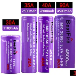 Piller Orijinal Ateş 26650 18350 Deşarj 3.7V Li-Ion Batarya Yüksek Tahliye Şarj Edilebilir Damla Teslimat Elektronik Şarj Cihazı DHXFE