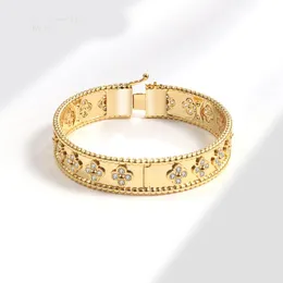 Designer armband högkvalitativ full diamantarmband kvinnlig fyra blad klöver armband kalejdoskop armband dam kort spänne armband julsmycken gåva
